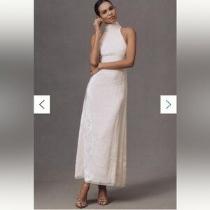 BHLDN High-Neck Velvet Scallop-Hem Maxi Dress